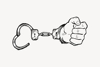 Handcuffs clipart, drawing illustration vector. Free public domain CC0 image.