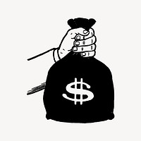 Money bag clipart, drawing illustration vector. Free public domain CC0 image.