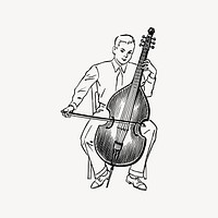 Boy playing viol clipart, drawing illustration vector. Free public domain CC0 image.