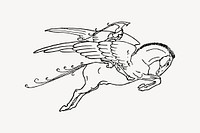 Pegasus clipart, drawing illustration vector. Free public domain CC0 image.