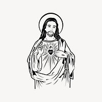 Sacred heart clipart, drawing illustration vector. Free public domain CC0 image.