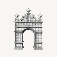 Elegant gate clipart, drawing illustration vector. Free public domain CC0 image.