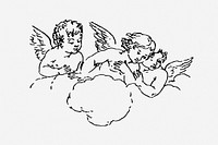 Angels, drawing illustration. Free public domain CC0 image.