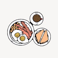 English breakfast clipart, drawing illustration vector. Free public domain CC0 image.