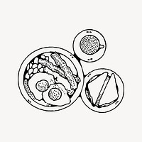 Breakfast clipart, drawing illustration vector. Free public domain CC0 image.