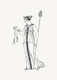 Greek woman clipart, drawing illustration vector. Free public domain CC0 image.