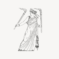 Greek woman clipart, drawing illustration vector. Free public domain CC0 image.