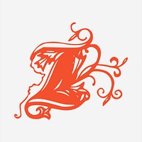 Z letter  clipart, vintage hand drawn vector. Free public domain CC0 image.