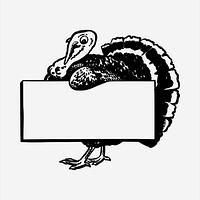 Turkey frame  clipart, vintage hand drawn vector. Free public domain CC0 image.