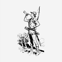 Robin hood comic  clipart, vintage hand drawn vector. Free public domain CC0 image.