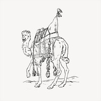 Loaded camel clipart, vintage hand drawn vector. Free public domain CC0 image.