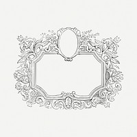 Ornamental frame drawing, vintage illustration psd. 
