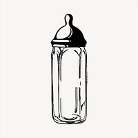 Baby bottle  clipart, vintage hand drawn vector. Free public domain CC0 image.