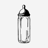 Feeding bottle drawing, vintage illustration. Free public domain CC0 image.