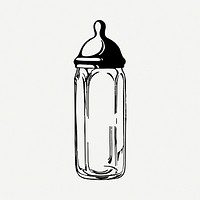 Feeding bottle drawing, vintage illustration psd. Free public domain CC0 image.