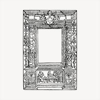 Ornamental frame  clipart, vintage hand drawn vector. Free public domain CC0 image.