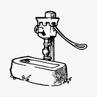 Water trough clipart, vintage hand drawn vector. Free public domain CC0 image.