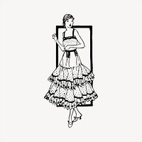 Woman's fashion  clipart, vintage hand drawn vector. Free public domain CC0 image.