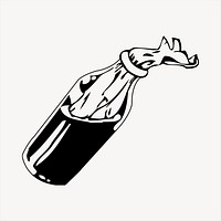 Molotov cocktail  clipart, vintage hand drawn vector. Free public domain CC0 image.
