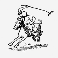 Polo sports  drawing, vintage illustration. Free public domain CC0 image.