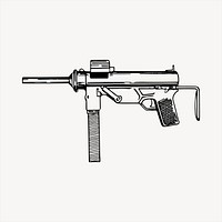 Machine gun  clipart, vintage hand drawn vector. Free public domain CC0 image.