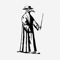 Plague doctor drawing, vintage illustration. Free public domain CC0 image.