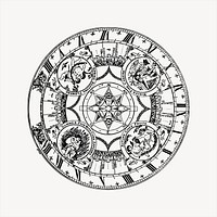 Sundial  clipart, vintage hand drawn vector. Free public domain CC0 image.