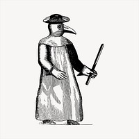 Plague doctor  clipart, vintage hand drawn vector. Free public domain CC0 image.