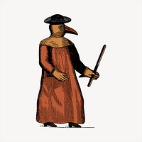 Plague doctor  clipart, vintage hand drawn vector. Free public domain CC0 image.