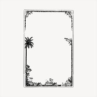 Tropical frame  clipart, vintage hand drawn vector. Free public domain CC0 image.