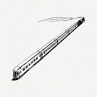 Train drawing, vintage illustration psd. Free public domain CC0 image.