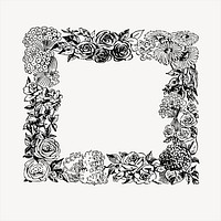 Floral frame  clipart, vintage hand drawn vector. Free public domain CC0 image.