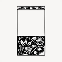 Floral frame  clipart, vintage hand drawn vector. Free public domain CC0 image.