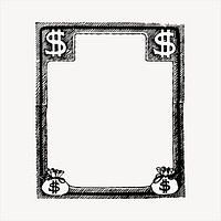 Money frame  clipart, vintage hand drawn vector. Free public domain CC0 image.