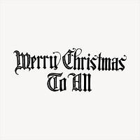 Merry Christmas typography clipart, vintage hand drawn vector. 