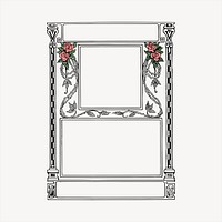 Rose door frame  clipart, vintage hand drawn vector. Free public domain CC0 image.