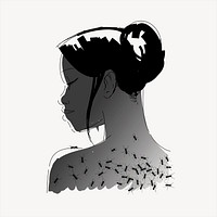 Anxiety and depression clipart, vintage hand drawn vector. 