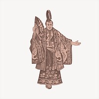 Mikado, Emperor of Japan  clipart, vintage hand drawn vector. Free public domain CC0 image.