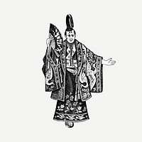 Mikado, Emperor of Japan drawing, vintage illustration psd. Free public domain CC0 image.