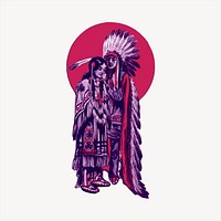 Native American  clipart, vintage hand drawn vector. Free public domain CC0 image.