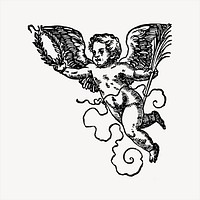 Cherub  clipart, vintage hand drawn vector. Free public domain CC0 image.