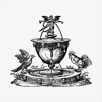 Fountain   clipart, vintage hand drawn vector. Free public domain CC0 image.