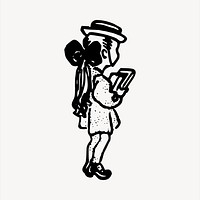 Schoolgirl clipart, vintage hand drawn vector. Free public domain CC0 image.