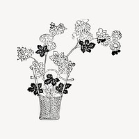 Flower collage element, drawing illustration vector. Free public domain CC0 image.