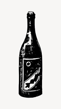 Bottle collage element, drawing illustration vector. Free public domain CC0 image.