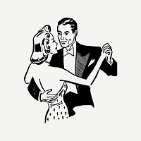 Dancing couple clipart, vintage illustration psd. Free public domain CC0 image.