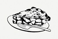 Fruit pie clipart, vintage illustration psd. Free public domain CC0 image.