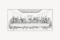 Last supper collage element, drawing illustration vector. Free public domain CC0 image.