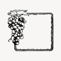 Grapes frame collage element, drawing illustration vector. Free public domain CC0 image.