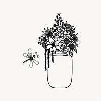 Mason jar collage element, drawing illustration vector. Free public domain CC0 image.